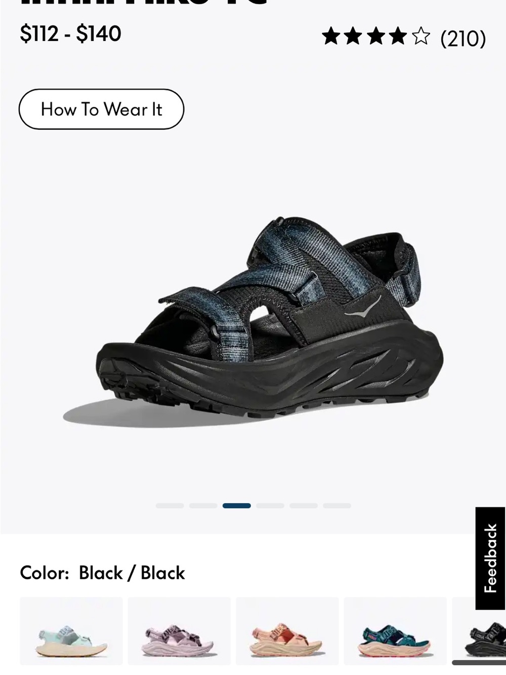 Hoka Women’s Black/Gray/Blue Sport Sandal with Textured Straps